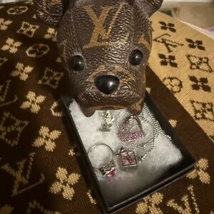 Louis Vuitton Brown Monogram Dog with Jewelry